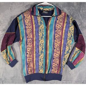 Vintage Silver Threads Ltd Made in USA Bomber Jacket Multicolor Baroque Print